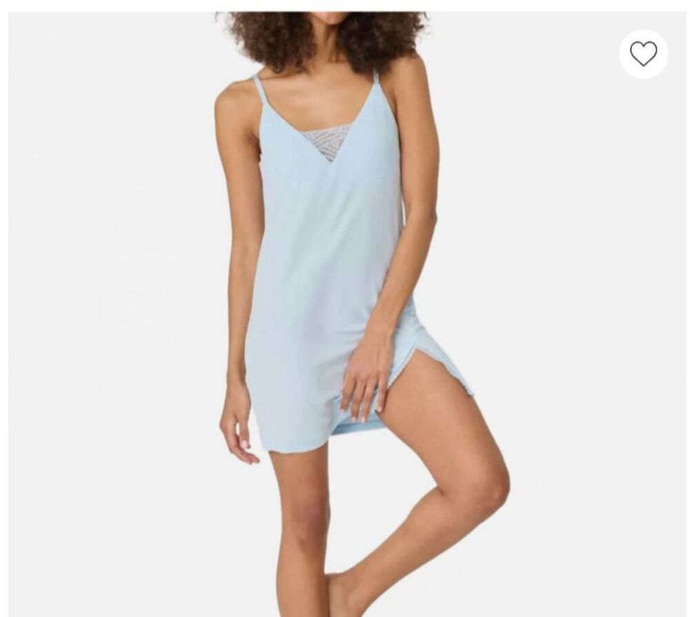 P.J. Salvage Lacey Basics Ribbed Chemise Blue Haze M Coqutte Coastal Grandma NWT